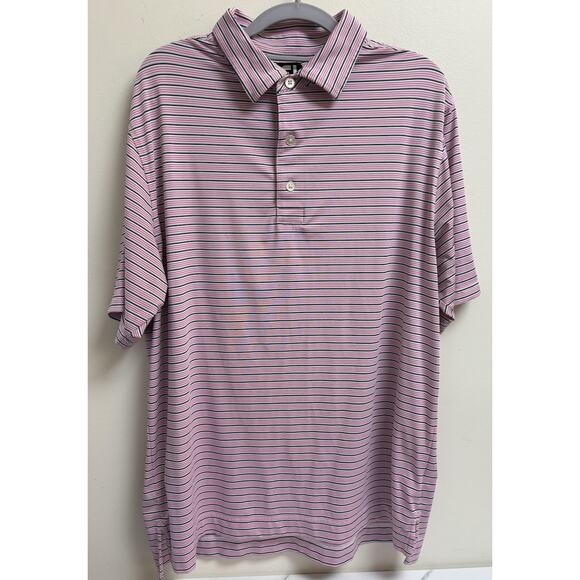 FootJoy Other - FootJoy Golf Polo Shirt Men's Large Pink Black White Stripe Performance Stretch